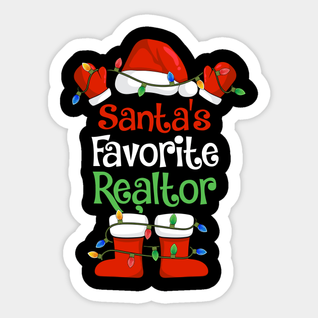 Santa's Favorite Realtor Funny Christmas Pajamas Sticker by cloverbozic2259lda